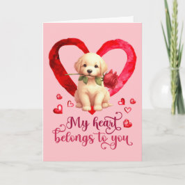 Golden Retriever Waterverf Valentijnsdag kaart