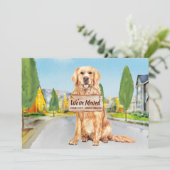 Golden Retriever We hebben Cute Dog Moving Aankondiging (Staand voorkant)