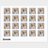 Golden Retriever Wearing a White Doctor's Coat Vierkante Sticker (Vel)