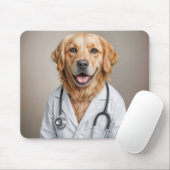 Golden Retriever Wearing a White Lab Coat Muismat (Met muis)