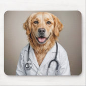 Golden Retriever Wearing a White Lab Coat Muismat (Voorkant)
