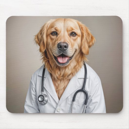 Golden Retriever Wearing a White Lab Coat Muismat (Voorkant)