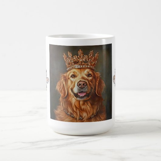 Golden Retriever Wearing Crown Mug Koffiemok (Center)