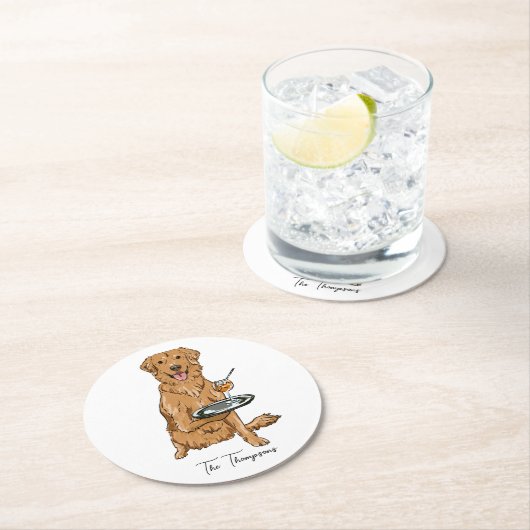 Golden Retriever Wedding Ronde Kartonnen Onderzetter (Insitu)