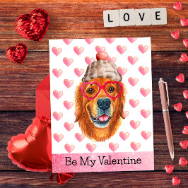 Golden Retriever Wees Mijn Valentijnshond Valentij Feestdagenkaart