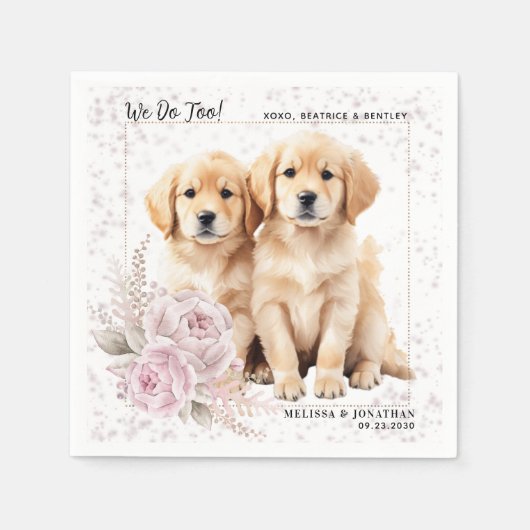 Golden Retriever Wij doen te roze bloemige hond br Servet (Voorkant)