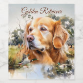 Golden Retriever Wijn Etiket (Enkel label)