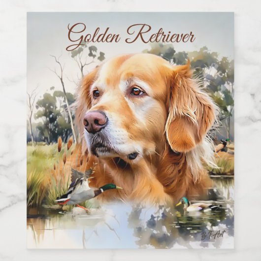 Golden Retriever Wijn Etiket (Enkel label)