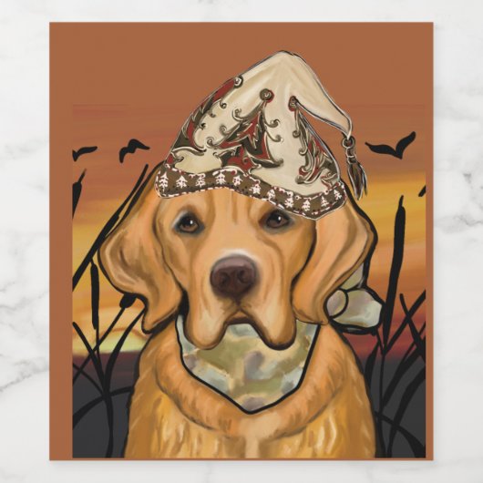 Golden Retriever Wijn Etiket (Enkel label)