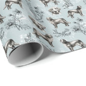 Golden Retriever Wildflower Toile Vintage Cadeaupapier (Rol Hoek)