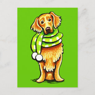 Golden Retriever Winter Scarf Briefkaart