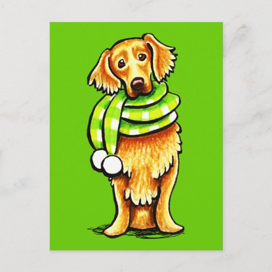 Golden Retriever Winter Scarf Briefkaart (Voorkant)