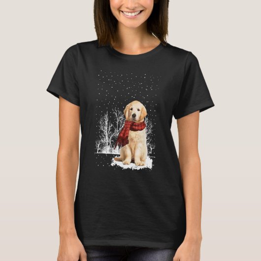 Golden Retriever Winter Scarf  Dogs Tree Forest Sn T-shirt (Voorkant)