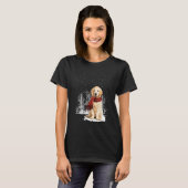 Golden Retriever Winter Scarf  Dogs Tree Forest Sn T-shirt (Voorkant volledig)