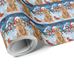 Golden Retriever Winter Wonderland Kerstvreugde Cadeaupapier
