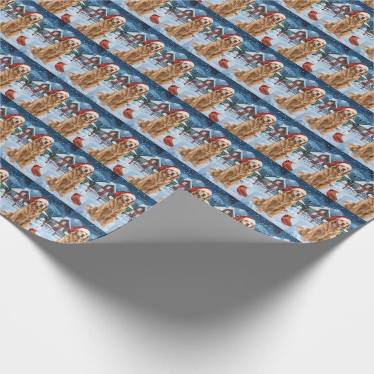 Golden Retriever Winter Wonderland Kerstvreugde Cadeaupapier (Hoek)