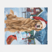 Golden Retriever Winter Wonderland Kerstvreugde Fleece Deken (Voorkant (Horizontaal))