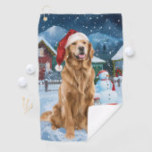 Golden Retriever Winter Wonderland Kerstvreugde Golfhanddoek (Insitu)