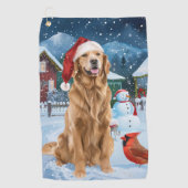 Golden Retriever Winter Wonderland Kerstvreugde Golfhanddoek (Voorkant)