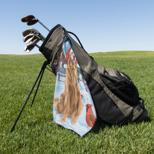 Golden Retriever Winter Wonderland Kerstvreugde Golfhanddoek (Groen)