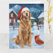 Golden Retriever Winter Wonderland Kerstvreugde Kaart (Gele Bloem)