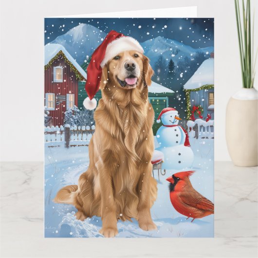 Golden Retriever Winter Wonderland Kerstvreugde Kaart (Voorkant)