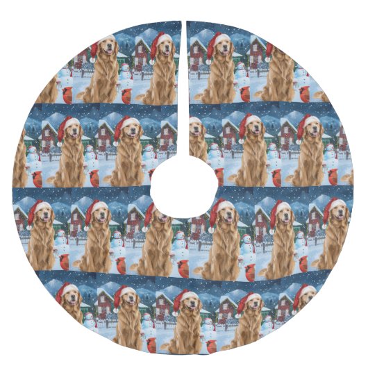 Golden Retriever Winter Wonderland Kerstvreugde Kerstboom Rok (Voorkant)