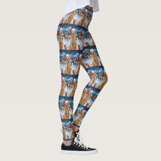 Golden Retriever Winter Wonderland Kerstvreugde Leggings (Rechts)