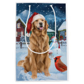 Golden Retriever Winter Wonderland Kerstvreugde Medium Cadeauzakje (Voorkant)