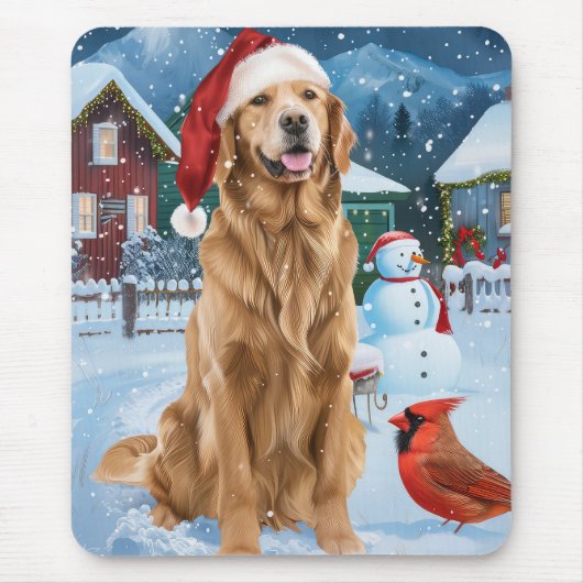 Golden Retriever Winter Wonderland Kerstvreugde Muismat (Voorkant)