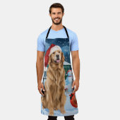 Golden Retriever Winter Wonderland Kerstvreugde Schort (Gedragen)
