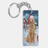 Golden Retriever Winter Wonderland Kerstvreugde Sleutelhanger (Voorkant Links)