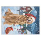 Golden Retriever Winter Wonderland Kerstvreugde Tafelkleed (Voorkant (Horizontaal))