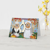 Golden Retriever Wishbone-Thanksgiving Kaart (Gele Bloem)