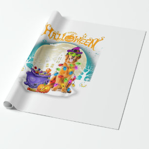 Golden Retriever Witch Costumes Halloween Lights Cadeaupapier