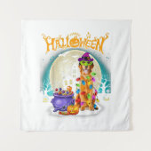 Golden Retriever Witch Costumes  Halloween Lights Wandkleed (Voorkant)