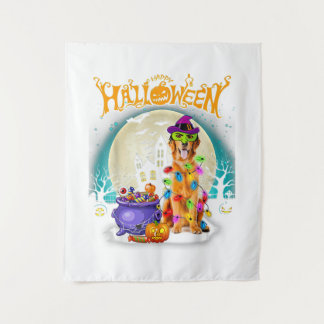 Golden Retriever Witch Costumes  Halloween Lights Wandkleed