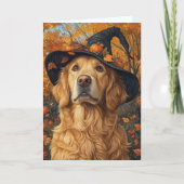 Golden Retriever Witch Halloween Feestdagen Kaart (Voorkant)