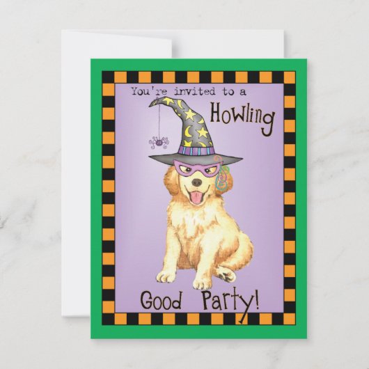 Golden Retriever Witch Invitation (Voorkant)