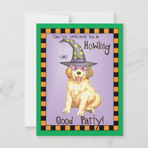 Golden Retriever Witch Invitation