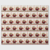 Golden Retriever With a Red Heart Pillow Cadeaupapier (Vlak)