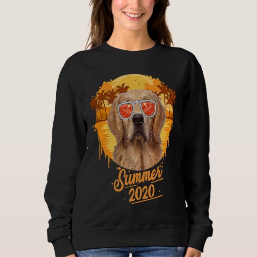 Golden Retriever With Sunglasses Palm Tree Beach S Trui (Voorkant)