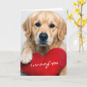 Golden Retriever With Valentine Heart Pillow Kaart (Gele Bloem)