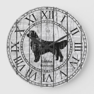 Golden Retriever Wood Pattern Grote Klok