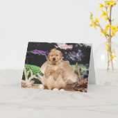 Golden Retriever World is je oestergranaat Kaart (Gele Bloem)