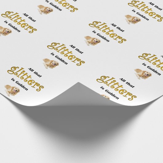 Golden Retriever Wrapping Paper Glitters is Golden Cadeaupapier (Hoek)