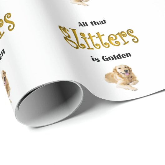 Golden Retriever Wrapping Paper Glitters is Golden Cadeaupapier (Rol Hoek)