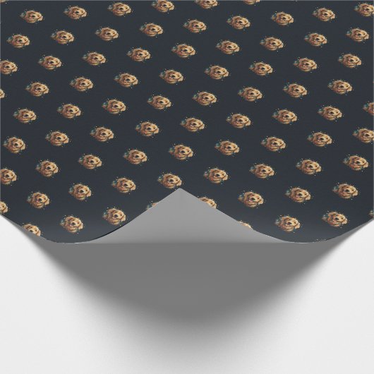 Golden Retriever Wrapping Paper | Gouden en zwart Cadeaupapier (Hoek)