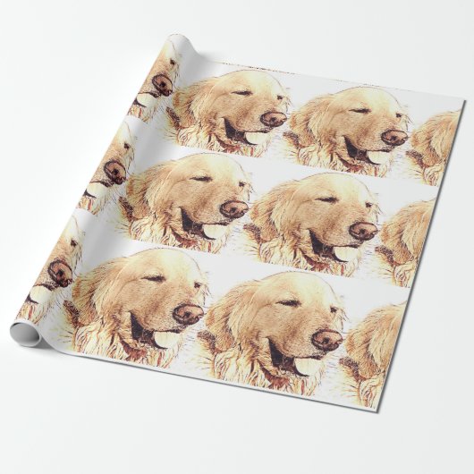 Golden Retriever wrapppapier Cadeaupapier (Uitgerold)
