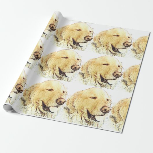 Golden Retriever wrapppapier Cadeaupapier (Uitgerold)